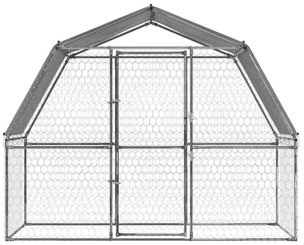 Gaiola para cães com telhado e porta aço galvanizado prateado