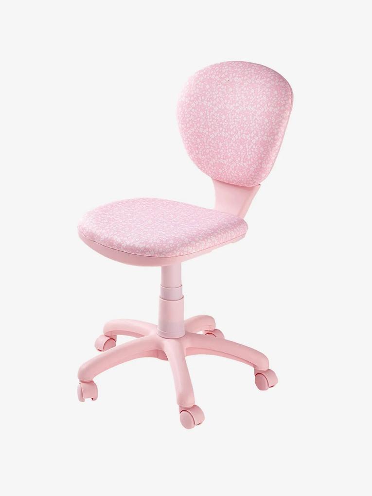 Cadeira para secretária com rodas rosa/flores