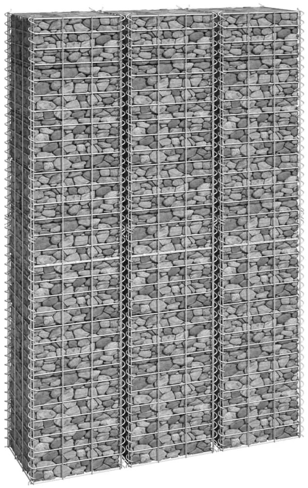 Canteiro/gabião elevado 3 pcs 30x30x150 cm ferro