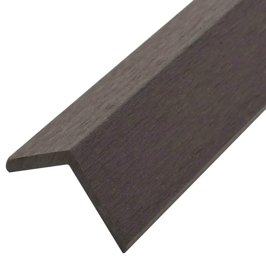 Perfis angulares p/ pavimento em WPC 5pcs 170cm castanho-escuro