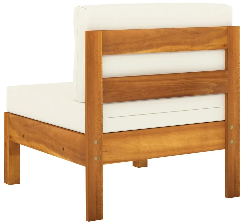Sofás de centro 2 pcs c/ almofadões branco nata acácia maciça