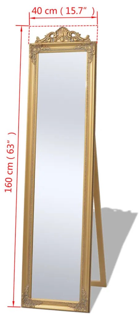 Espelho de pé em estilo barroco, 160x40 cm, dourado