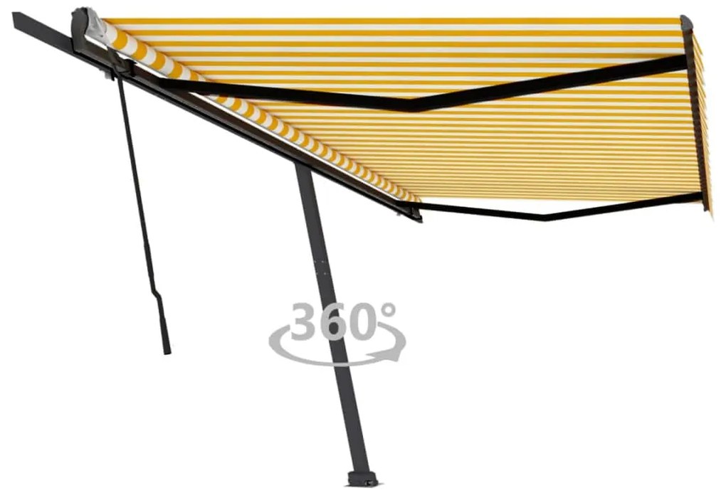 Toldo retrátil manual independente 500x350 cm amarelo e branco