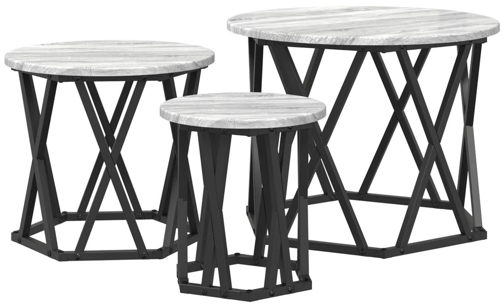 Mesas Laterais Empilháveis 3 pcs Cinza Sonoma Madeira Engenheirada