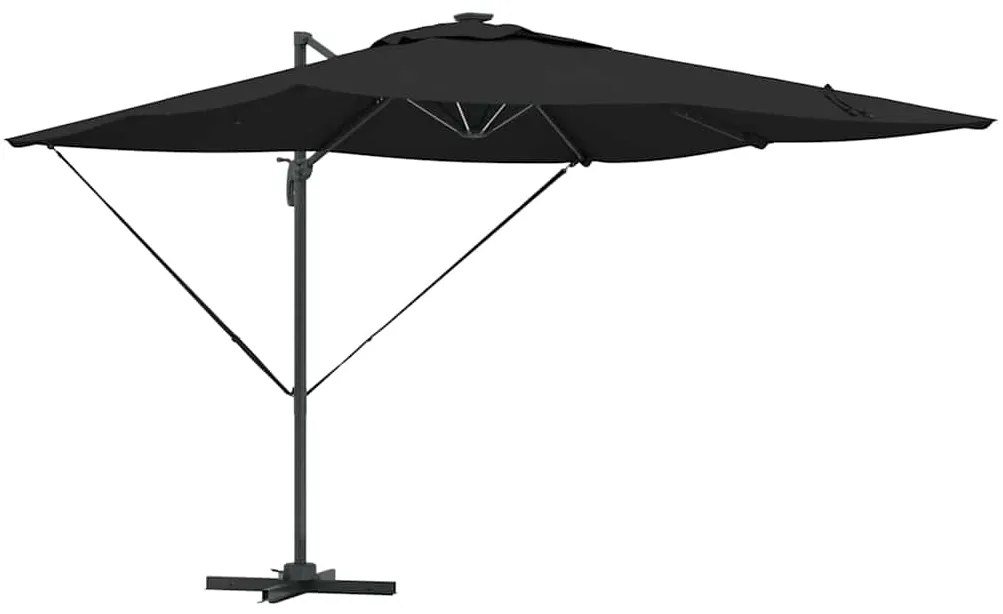 Guarda-Sol Cantilever Roma com LEDs - Preto, 286 x 285 x 270 cm, Alumí