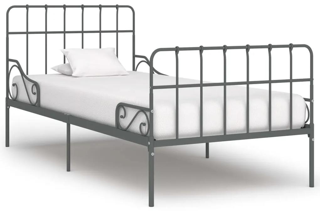284616 vidaXL Estrutura de cama com estrado de ripas 100x200 cm metal cinza