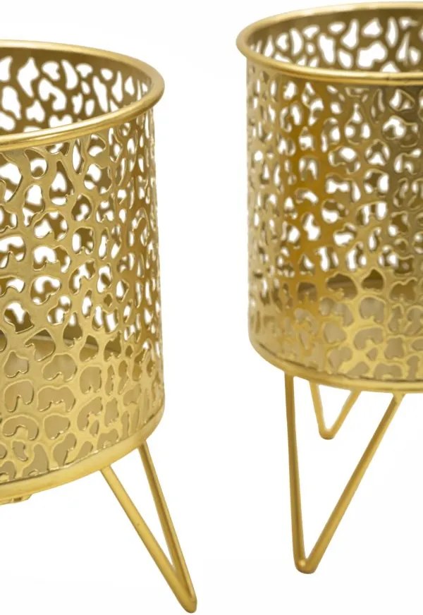 CONJUNTO DE 2 VASOS HOLDERPINY DOURADO Ø 16X20-13X20 CM (PLANTAS NÃO INCLUIDAS)