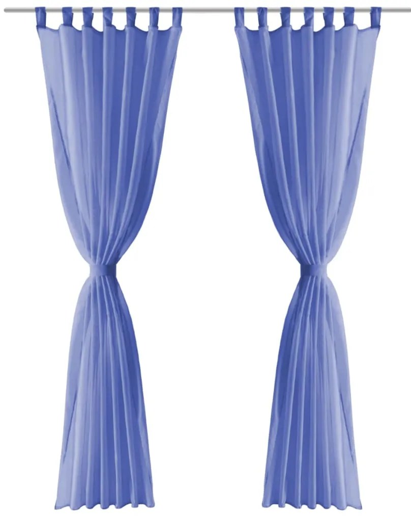 Cortinas em voile 2 pcs 140x225 cm azul real