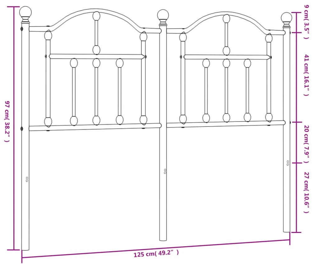 Cabeceira de cama 120 cm metal branco