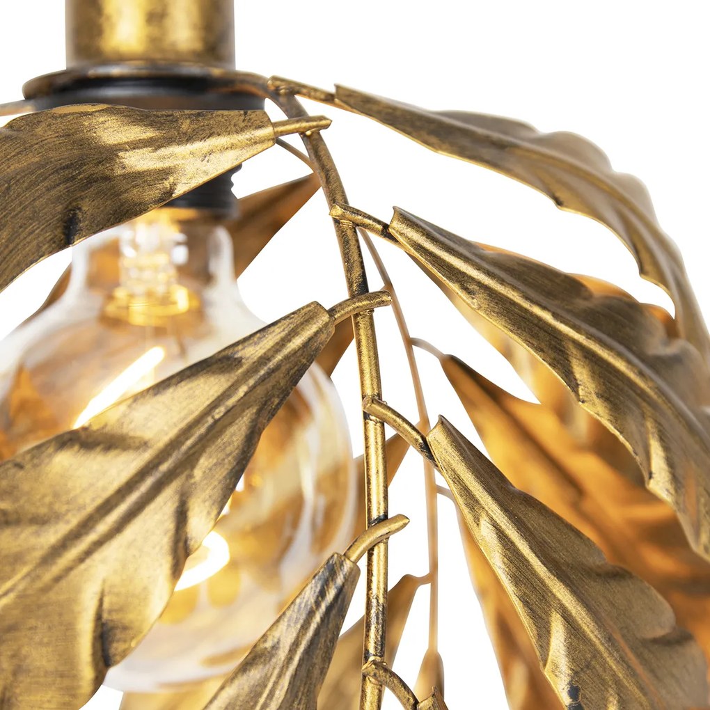 Candeeiro de suspensão vintage dourado antigo oblongo 3 luzes - Linden Clássico / Antigo