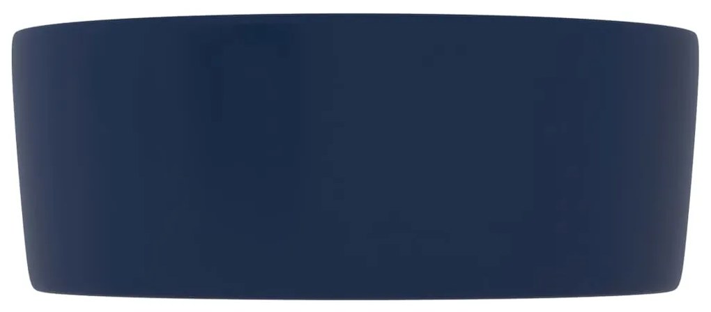 Lavatório luxuoso redondo 40x15cm cerâmica azul-escuro mate