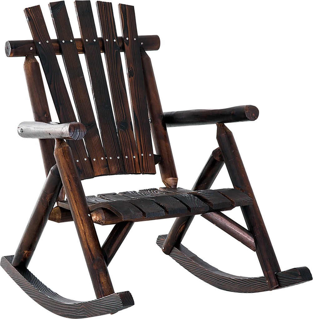 Outsunny Poltrona de balanço com apoios de braço, resistente às intempéries, madeira maciça carbonizada, 97 x 69 x 93cm | Aosom Portugal