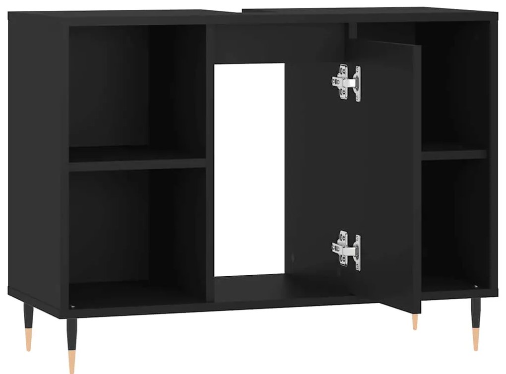 Armário de casa de banho 80x33x60 cm derivados de madeira preto