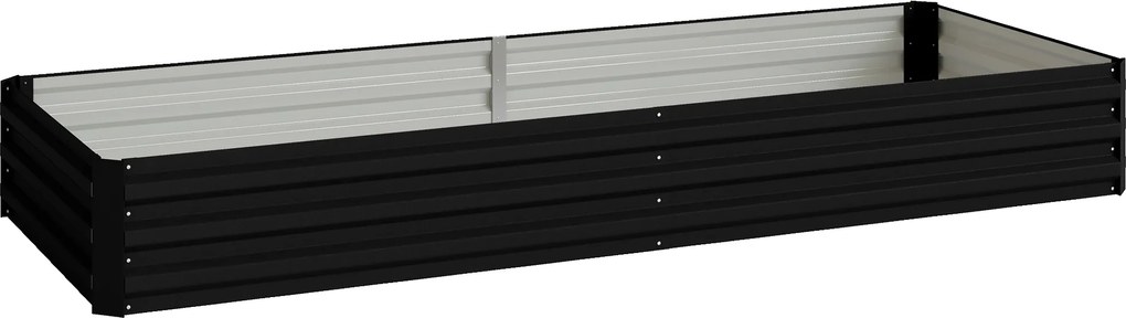 Outsunny Canteiro retangular para horta jardineira exterior 241 x 90,5 x 30 cm chapa de aço ondulada preto | Aosom Portugal
