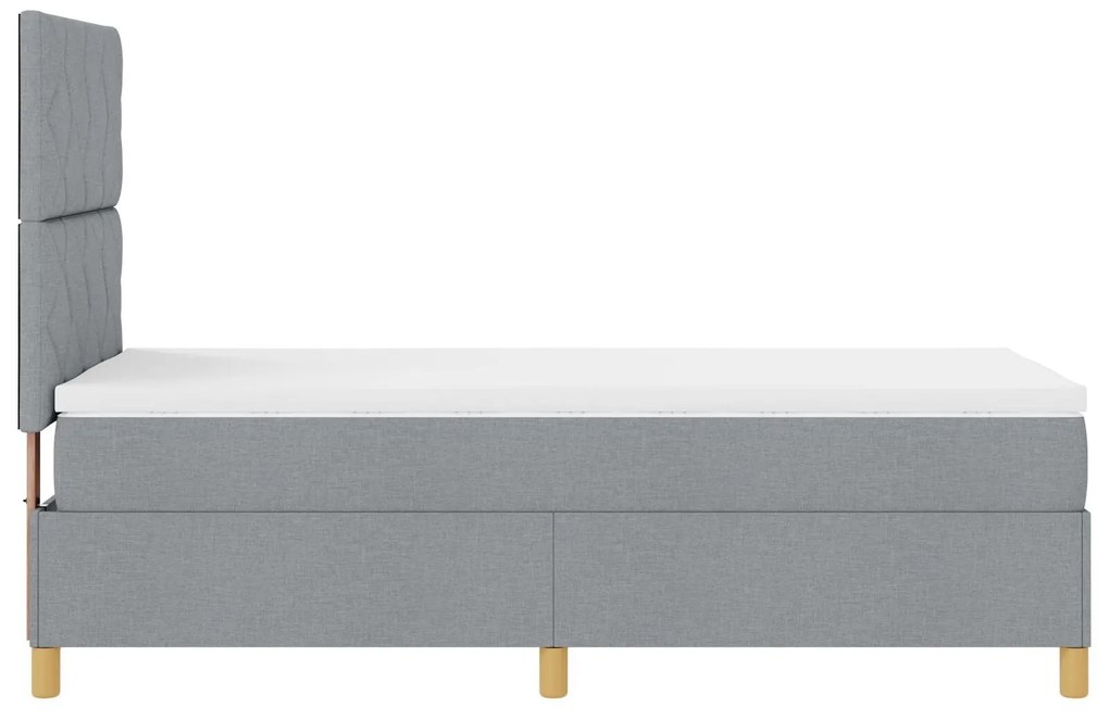 Cama Box Spring com Colchão e Luz LED Cinza Claro 90x190 cm Tecido