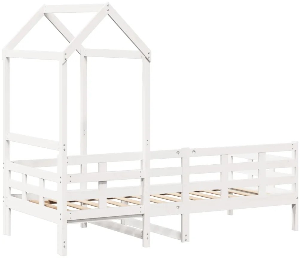Sofá-cama com telhado 80x200 cm madeira de pinho maciça branco