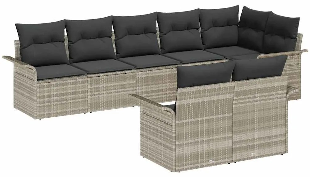 Conjunto de Sofá Jardim vidaXL de 8 Peças com Almofadas Cinza Claro Ra