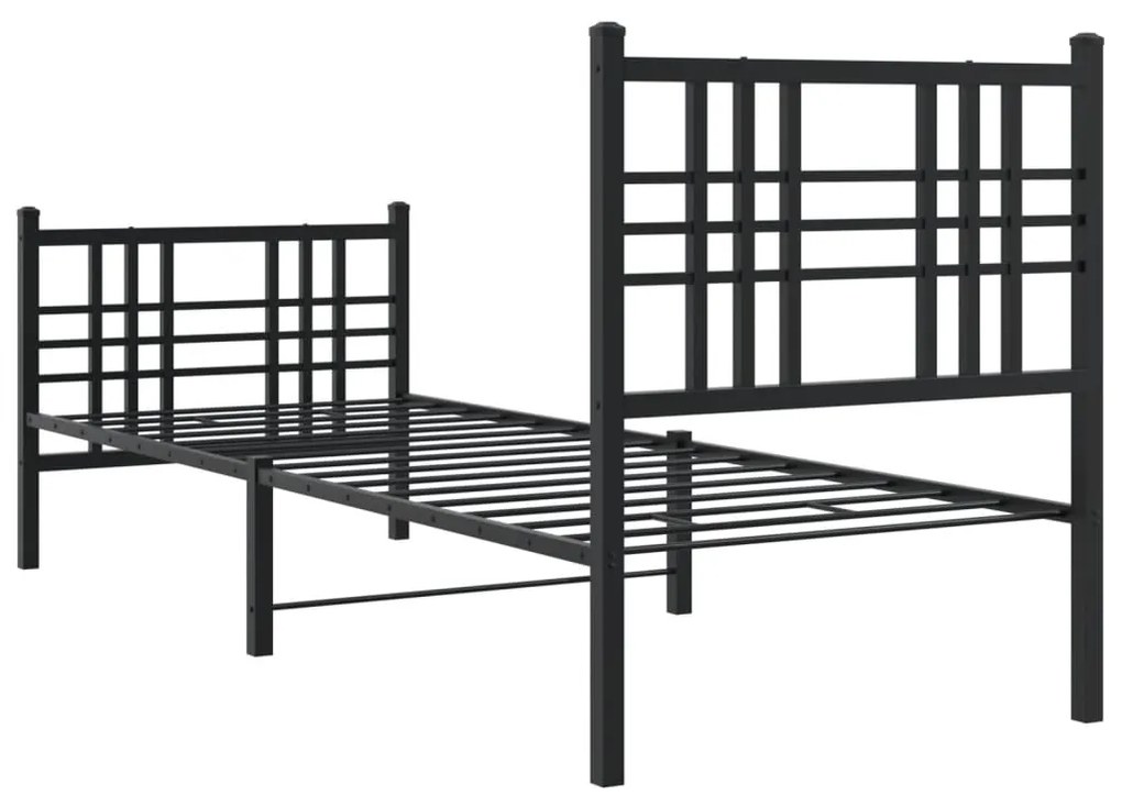 Estrutura de cama com cabeceira e pés 80x200 cm metal preto