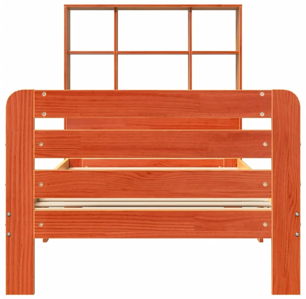 Cama sem colchão 75x190 cm madeira de pinho maciça castanho-mel