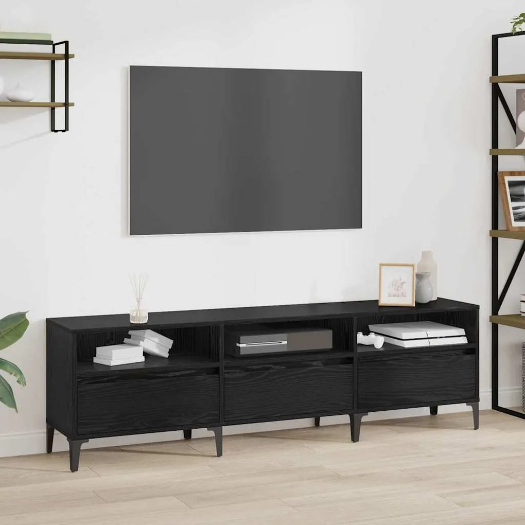 vidaXL Gabinete para TV com gaveta Carvalho Preto 150 x 30 x 45 cm