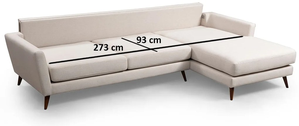 Sofá-Cama de Canto Mayorka - Bege Castanho - 303 x 168 x 93 cm
