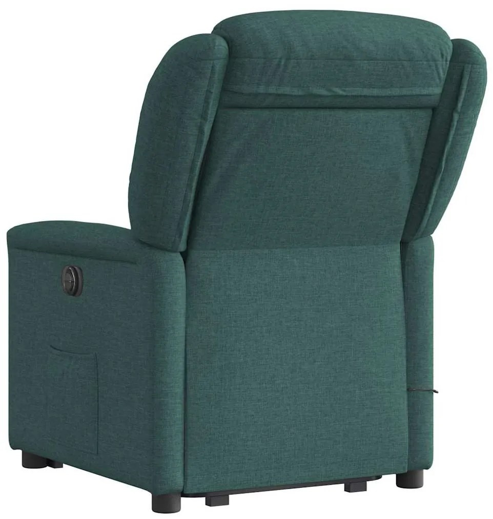 Poltrona elétrica elevatória massagens tecido verde-escuro