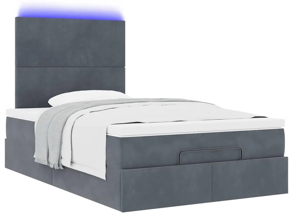 Estrutura de cama otomana com colchões cinza escuro Veludo