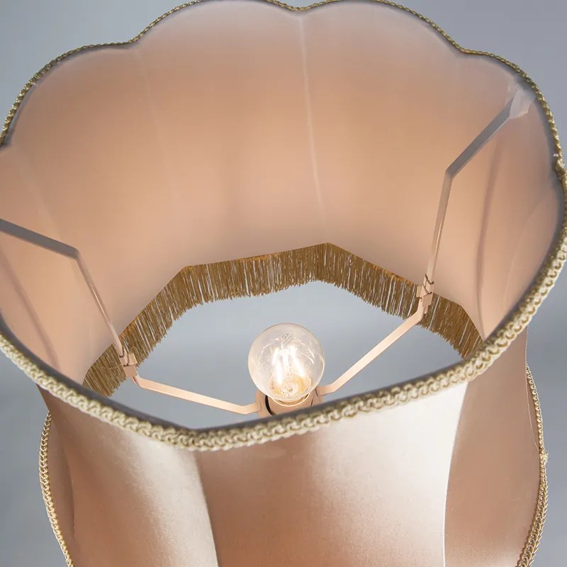 Candeeiro de pé retro em latão com abajur Granny dourado 45 cm - Kaso Retro