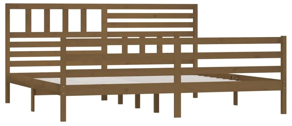 Estrutura de cama 200x200 cm madeira maciça castanho mel