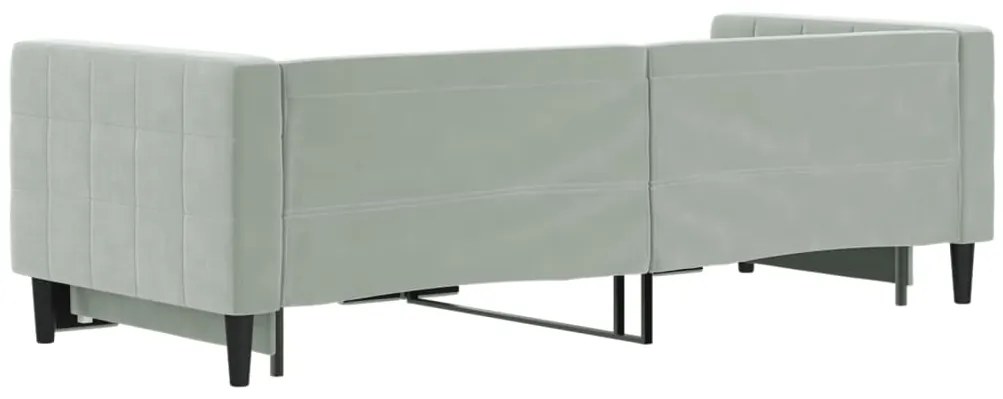 Sofá-cama com gavetão 80x200 cm veludo cinzento-claro