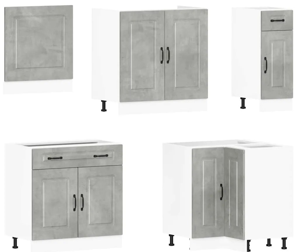 11 peças armário de cozinha conjunto Kalmar concreto cinza