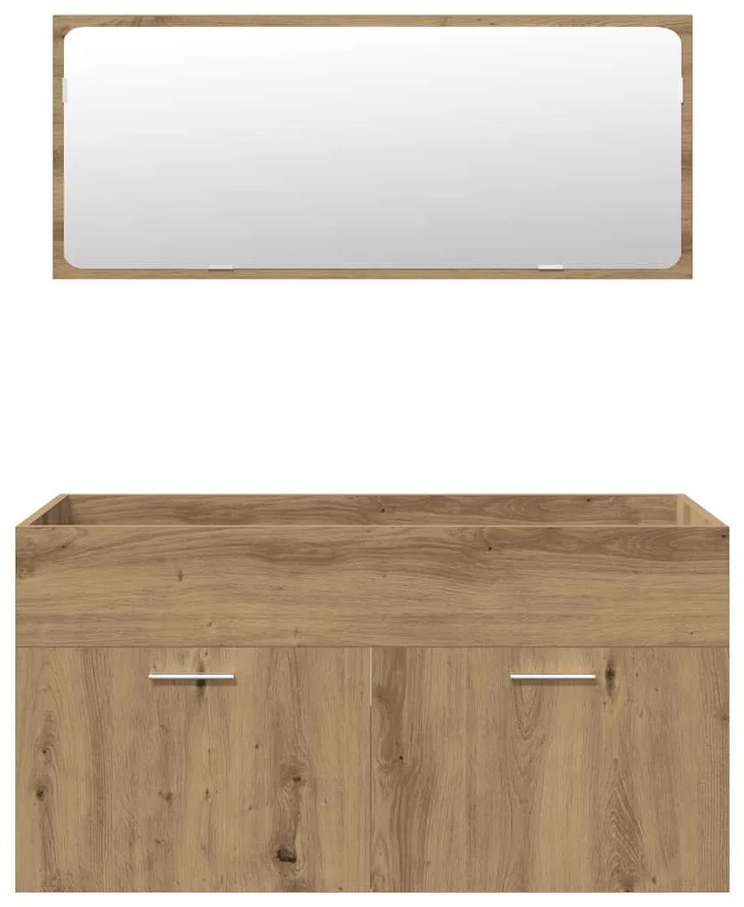 4 pcs móveis de casa de banho deriv. madeira carvalho artisiano