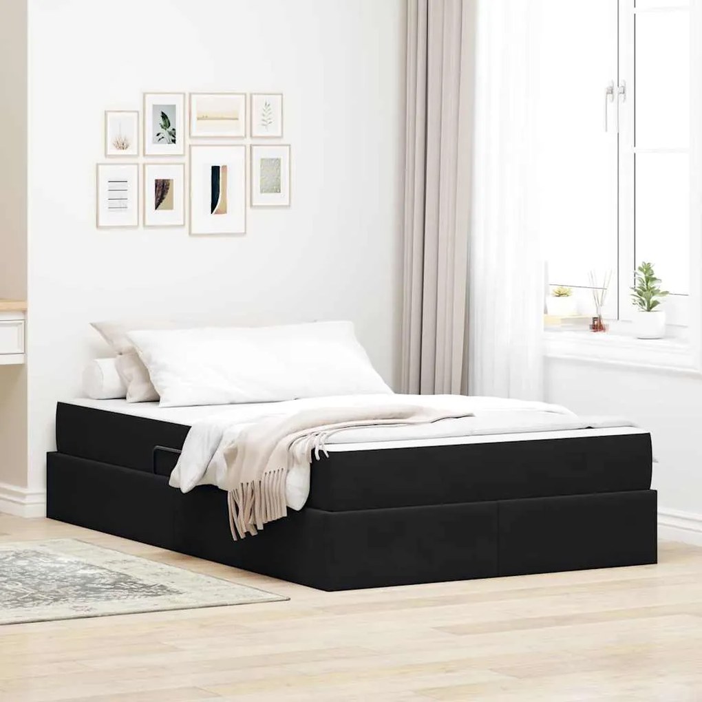 vidaXL Cama com arrumação e colchão Preto 120 x 200 cm Veludo