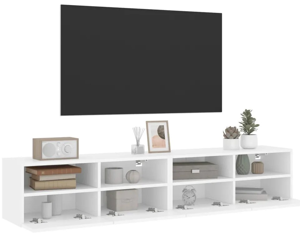 Móveis parede p/ TV 2pcs 80x30x30cm derivados de madeira branco