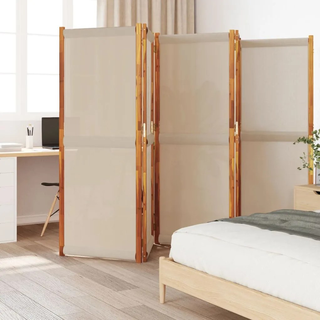 vidaXL Divisória/biombo com 5 painéis 350x180 cm castanho-acinzentado