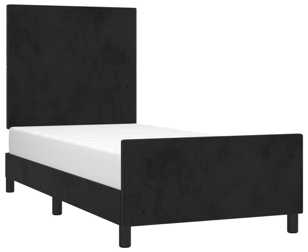 Estrutura de cama sem colchão 100x200 cm veludo preto