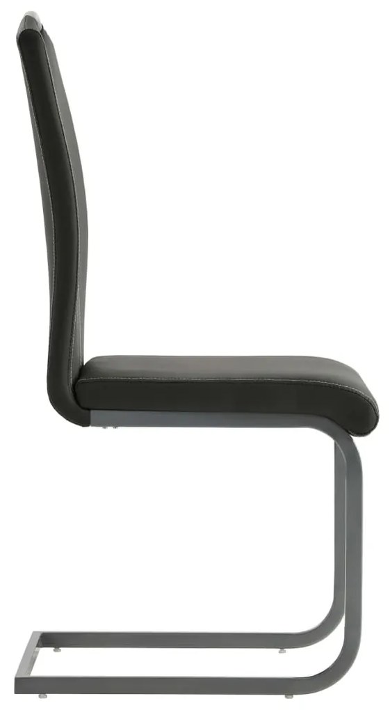 Cadeiras de jantar cantilever 2 pcs couro artificial cinzento