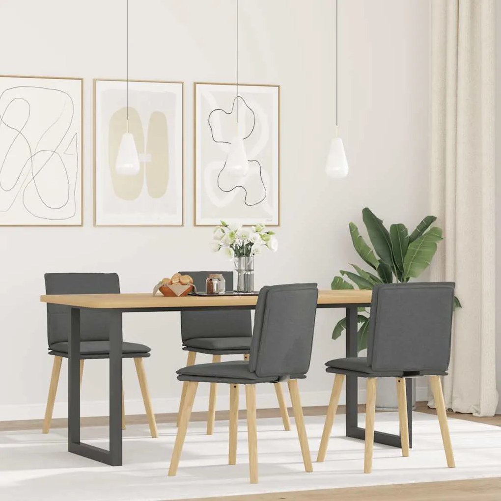 vidaXL Cadeiras de jantar 4 pcs tecido cinzento-escuro