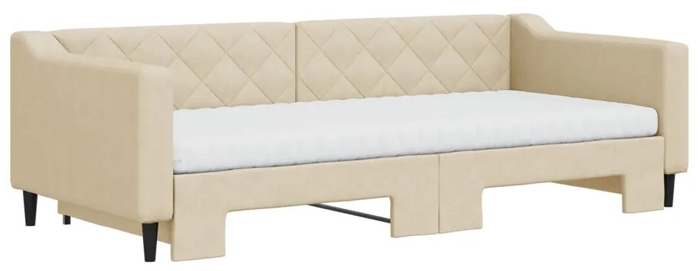 Sofá-cama c/ gavetão e colchões 90x200 cm tecido cor creme
