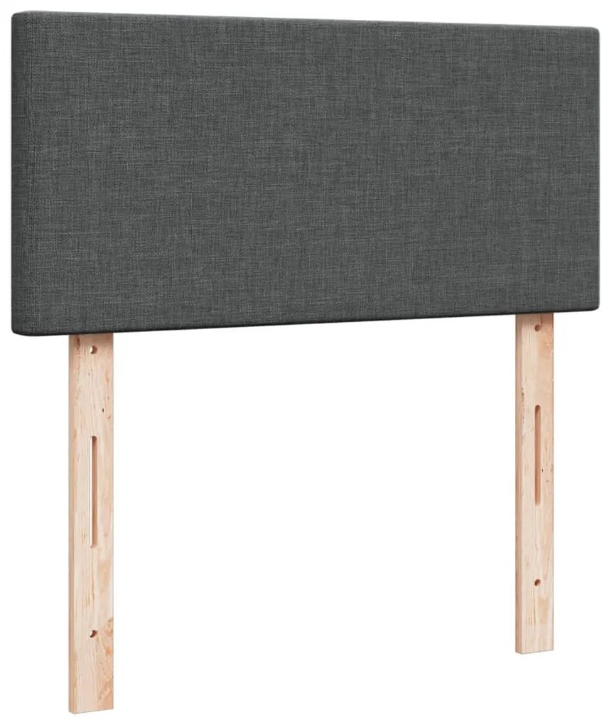 Cama box spring com colchão solteiro tecido cinzento-escuro