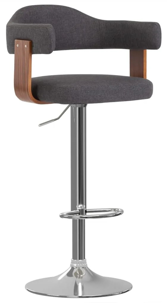 Bancos de bar 2 pcs tecido e madeira curvada cinzento-escuro