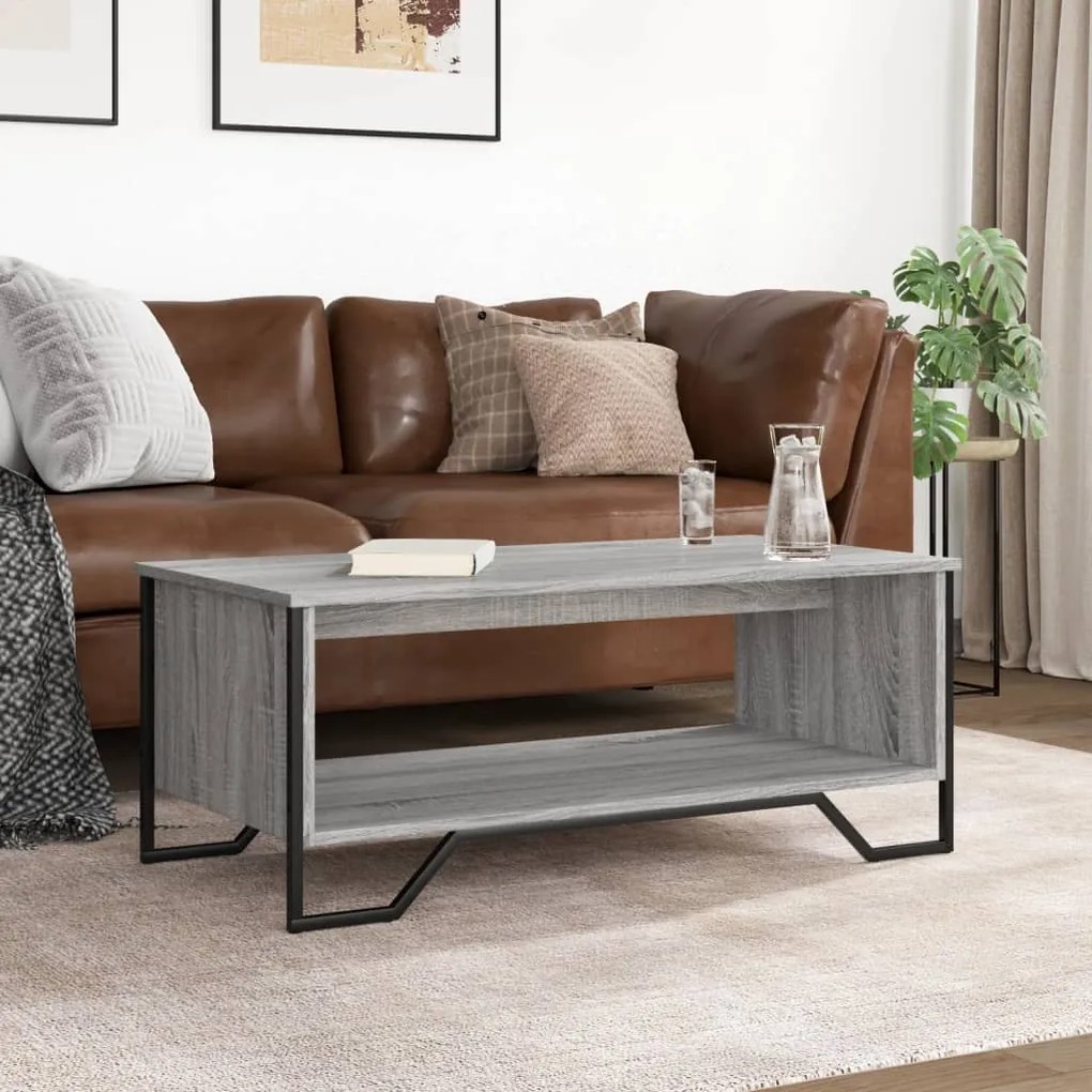 Mesa de centro 100x51x40cm derivados de madeira cinzento sonoma