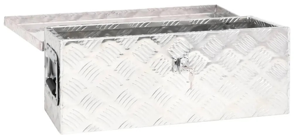 Caixa de arrumação 60x23,5x23 cm alumínio prateado