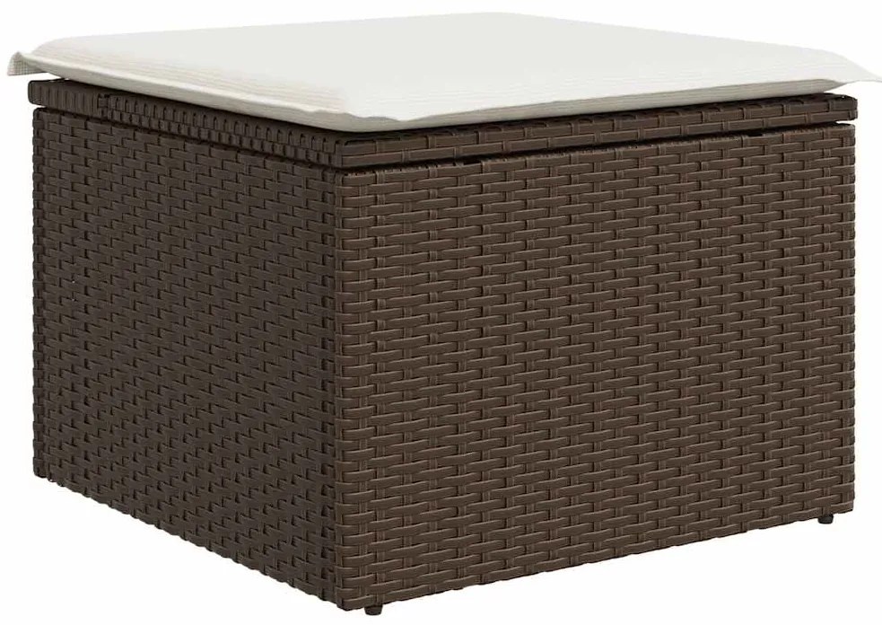 8 pcs conjunto sofás de jardim c/ almofadões vime PE castanho