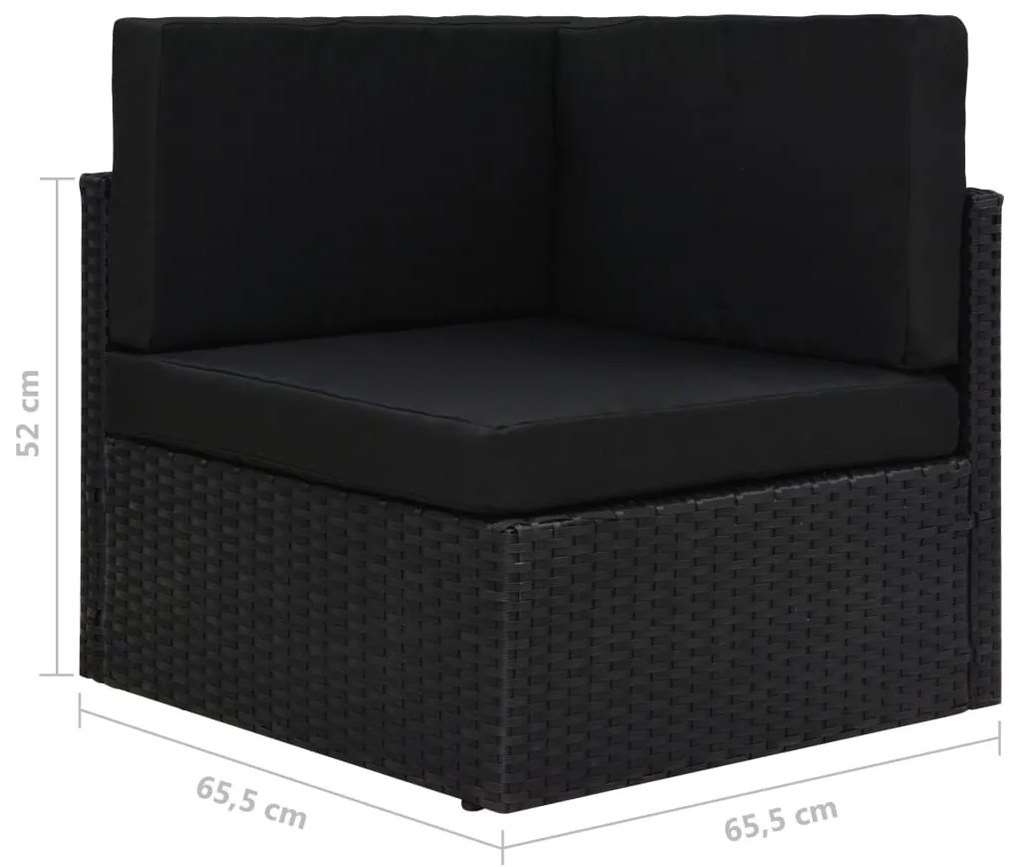 Sofá seccional de canto vime PE preto