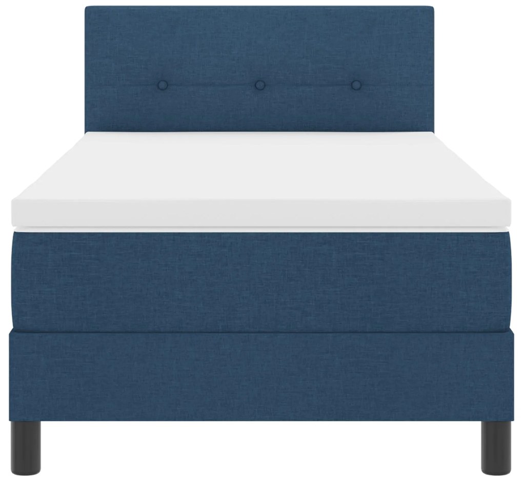 Cama Box Spring com Colchão Azul 90x190 cm Tecido