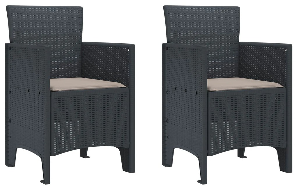 vidaXL Cadeira de Jardim 2 pcs Antracite 53 x 49 x 85 cm Polipropileno