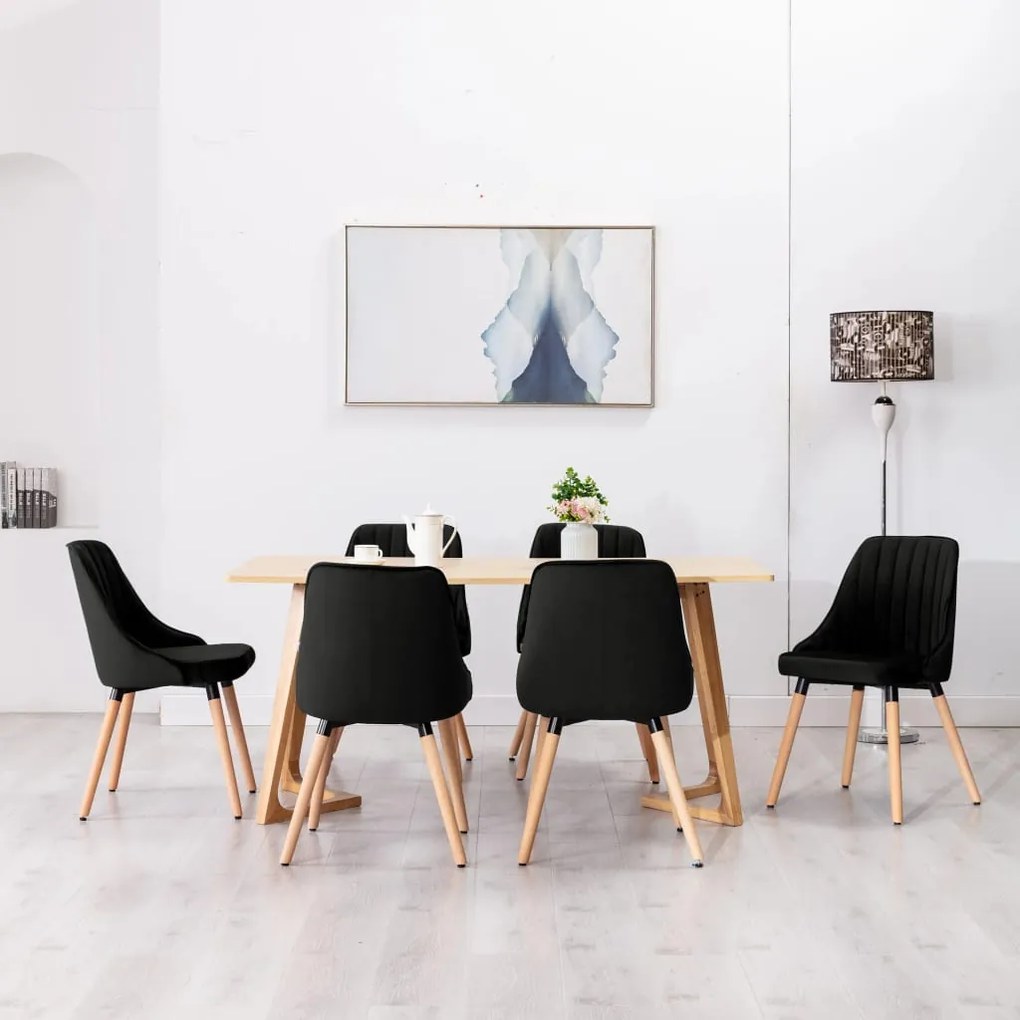 vidaXL Cadeiras de jantar 6 pcs veludo preto
