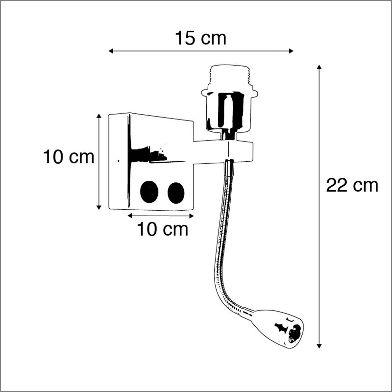 Candeeiro de parede moderno preto com braço flexível - Brescia Combi Moderno