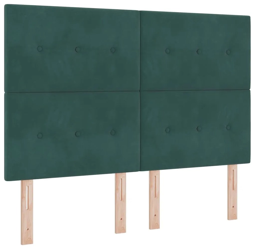 Cama Box Spring com Colchão e Banco Verde Escuro 140x200 cm Veludo